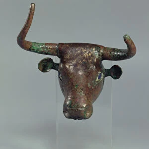 Head of a bull, with Royal Sumerian inscription, mount for a piece of furniture or for a