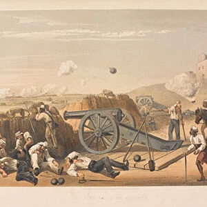 Heavy Day in the Batteries, 1857 (coloured lithograph)