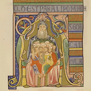 Historiated capital letter from the Bible of Souvigny, 13th Century (chromolitho)