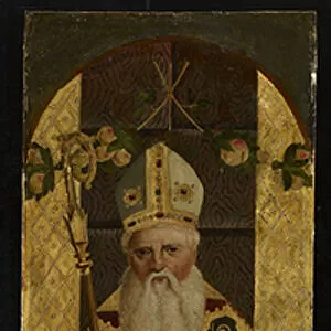 A Holy Bishop, late 15th century (oil on wood)