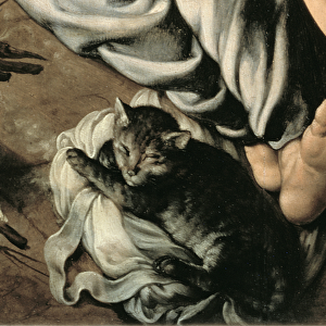 The Holy Family around a Fire, c. 1532-33 (panel) (detail of 77334)