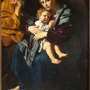 Holy family (oil on canvas, 17th century)