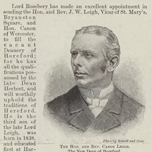 The Honourable and Reverend Canon Leigh, the New Dean of Hereford (engraving)