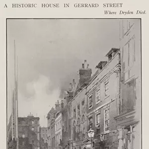 The house on Gerrard Street, London, where the poet John Dryden died in 1700 (litho)