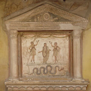 Household shrine, from the Casa dei Vetti (House of the Vettii) (fresco on stone)