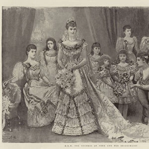 HRH the Duchess of York and her Bridesmaids (litho)