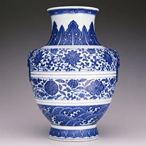 Hu vase, decorated in the Ming style with lotus flowers, camelias, pinks