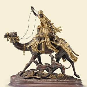 Hunting in the Sahara (bronze with brown patina and gilt)
