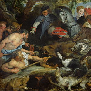 Hunting a Wild Boar, c. 1615-16 (oil on canvas)