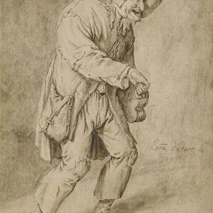 Hurdy-Gurdy Player, 1695 (pen and black ink, with black chalk and touches of black crayon