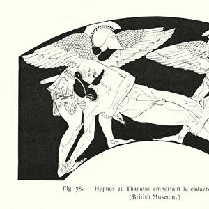 Hypnos and Thanatos carrying the body of Sarpedon (litho)
