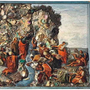 An icon depicting Moses striking the rock, early 19th century (painted copper, wood
