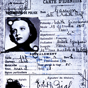 ID card of Edith Piaf in the mid-1940s private collection