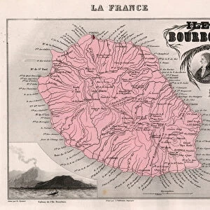 Ile de La Reunion (Bourbon Island), DOM (overseas department or overseas department) - France and its Colonies. Atlas illustrates one hundred and five maps from the maps of the depot of war, bridges and footwear and the Navy by M. VUILLEMIN. 1876