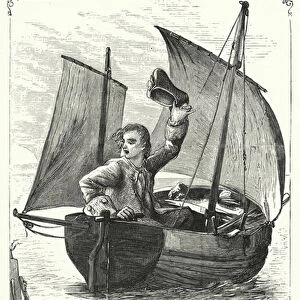 Illustration for Gullivers Travels by Jonathan Swift (engraving)