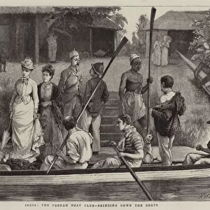 India, the Poonah Boat Club, bringing down the Boats (engraving)