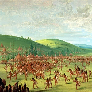 Indian Ball Game (oil on canvas)