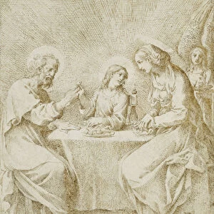 The Infant Christ, the Virgin and Saint Joseph Seated at a Table Attended by an Angel