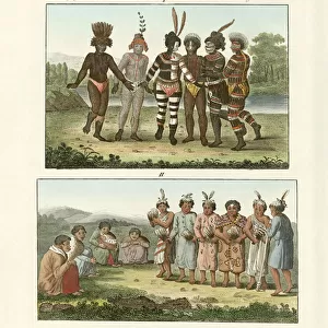 Inhabitants of the northwest coast of America (coloured engraving)