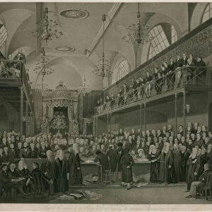 Interior of the House of Lords, Westminster, London, during the important investigation in 1820 (engraving)