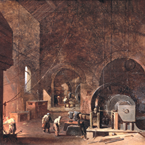 Interior of an Ironworks, c. 1850-60 (oil on canvas)