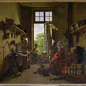 Interior of a Kitchen, 1815 (oil on canvas)