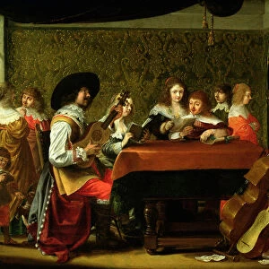 Interior with Musicians and Singers (oil on copper)