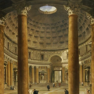 The Interior of the Pantheon, Rome, looking North from the Main Altar to the Entrance