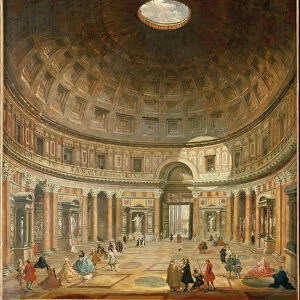 The Interior of the Pantheon, Rome (oil on canvas)