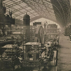 Interior view of the machinery hall, from L Album de l Exposition 1889