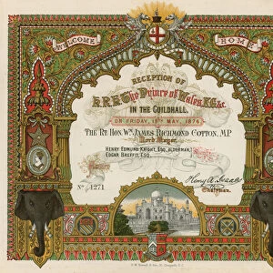 Invitation to the reception of HRH The Prince of Wales at the Guildhall, London, on 19 May 1876 (chromolitho)