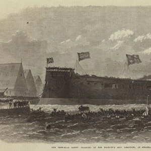 Our Iron-Clad Fleet, Floating of Her Majestys Ship Hercules, at Chatham (engraving)