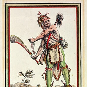 Iroquois Setting Out on an Expedition, engraved by J. Laroque (coloured engraving)