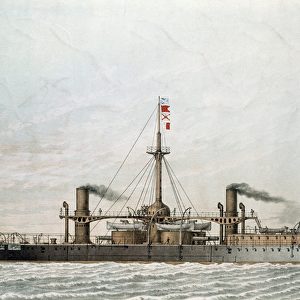 Italian battleship Caio Duilio (print, 19th century)