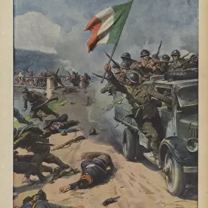Italian heroism in Catalonia (colour litho)
