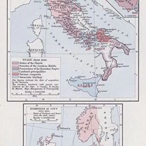 Italy about 1050; Dominions of Cnut, 1014-1035 (colour litho)