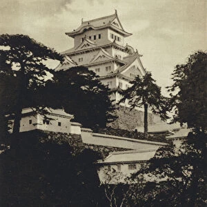 Japan, The Himeji Castle (b / w photo)