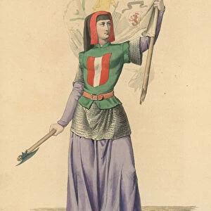 Jeanne Fourquet, surnommee Hachette (coloured engraving)