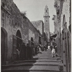 Jerusalem, a Street of the Latin Quarter (b / w photo)