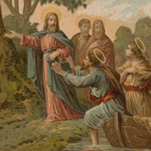 Jesus Christ enlisting his Fishers Of Men (chromolitho)