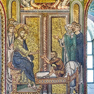 Jesus healing the paralytic, Byzantine mosaic, Episodes from the life of Christ, XII-XIII centuries (mosaic)