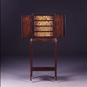 Jewellery cabinet, c. 1925 (macassar ebony & tooled leather) (see also 422637)