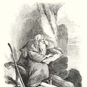 John in the Isle of Patmos, Revelation i, 9 (engraving)