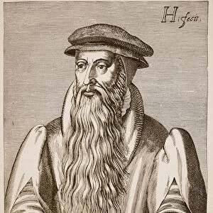 John Knox, from Effigies by Jacobus Verheiden, 1602 (engraving) (sepia photo)