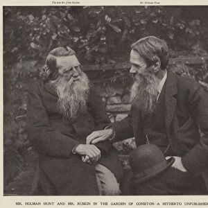 John Ruskin and Henry Holman Hunt in the garden of Coniston in the Lake District (b / w photo)