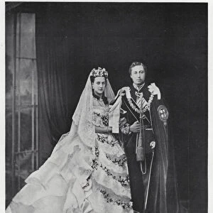 King Edward VII and Princess Alexandra on their wedding day at Windsor Castle, 10 March 1863 (b / w photo)