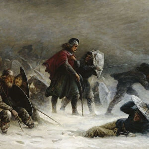 King Sverre in a Blizzard in the Voss Mountains, 1870 (oil on canvas)