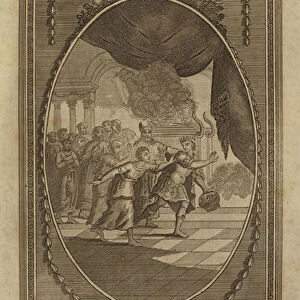 King Uzziah expelled, 2 Chronicles, Chapter 26, Verse 20 (engraving)