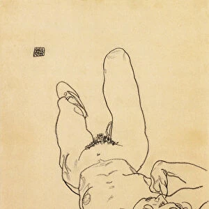 Kneeling female nude, 1917 (conte crayon on paper)
