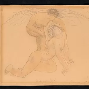 L Amour et Psyche, c. 1900 (w / c, gouache, pencil & stump on paper)